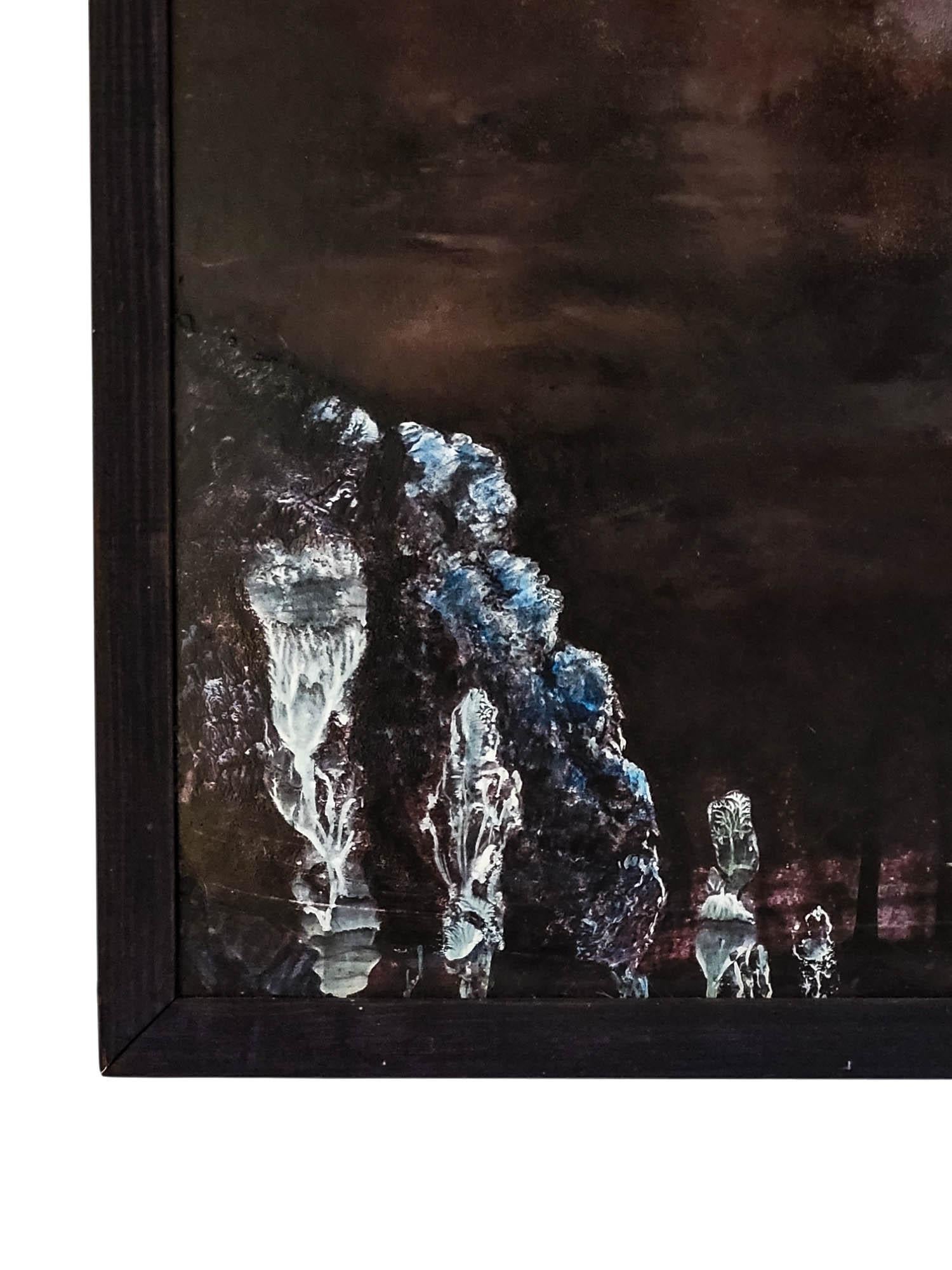 Lucienne Berthon (1926-2012) - Original Öl auf Karton, Lyrische abstrakte Landschaft (Gemalt) im Angebot