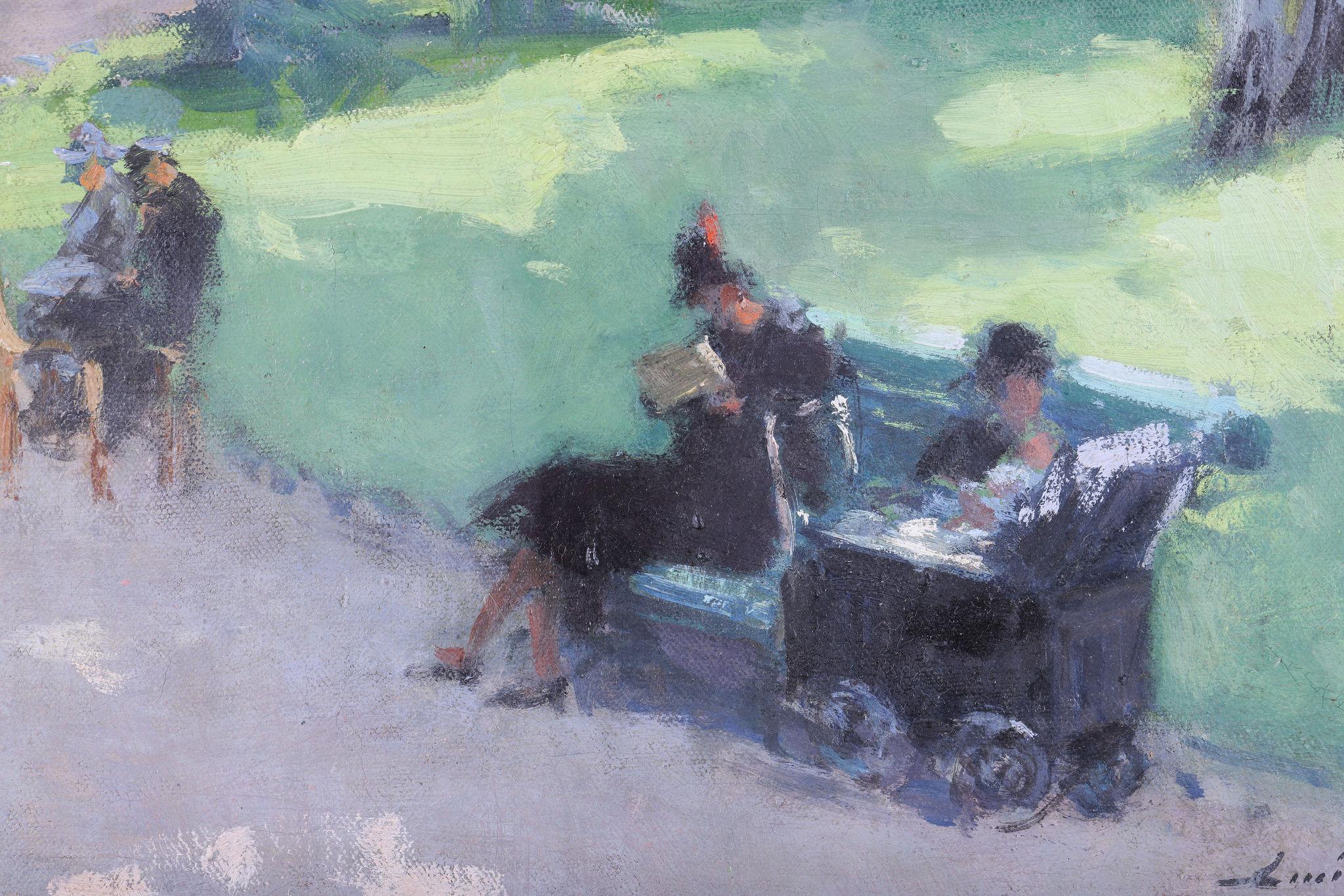 A Fun Day at the Park - Impressionist Painting by Lucienne Bisson