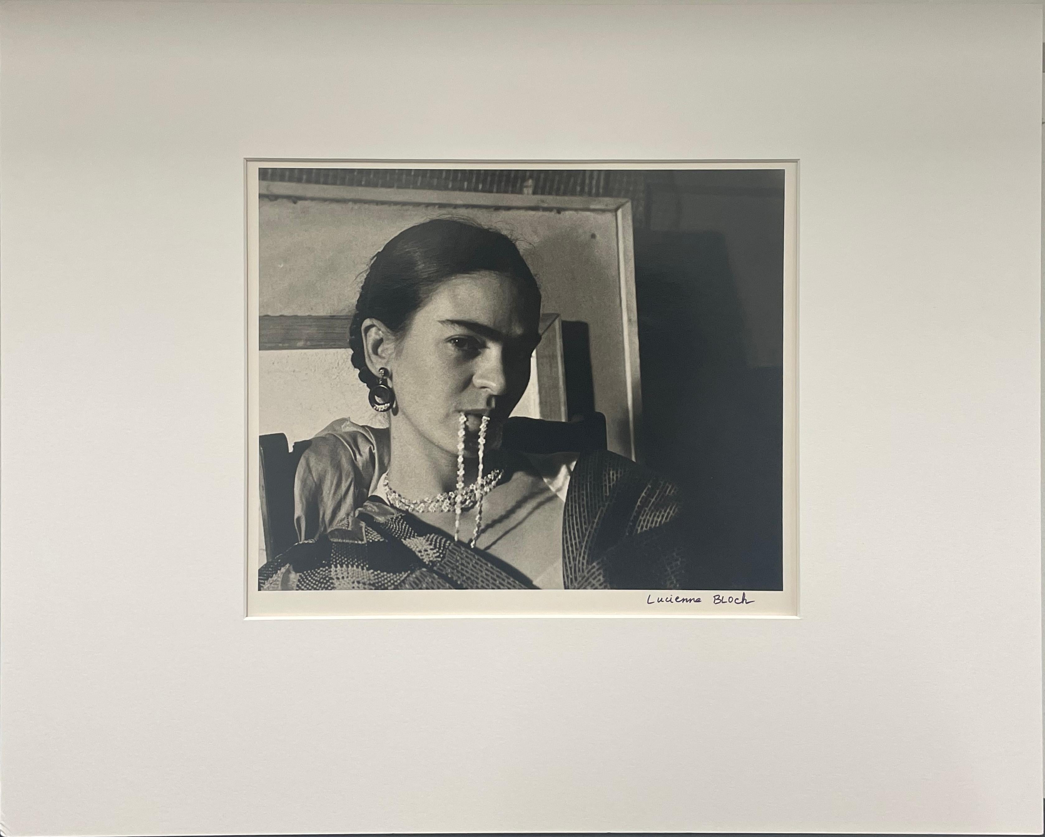 Frida Biting Her Necklace by Lucienne Bloch, 1933, Silver Gelatin Print 1