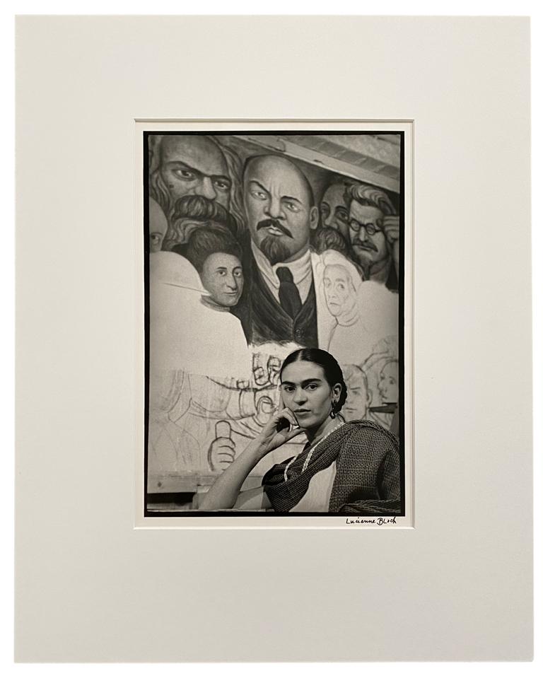 Frida in front of the Unfinished Unity Panel, New Workers School, NY - Photograph by Lucienne Bloch