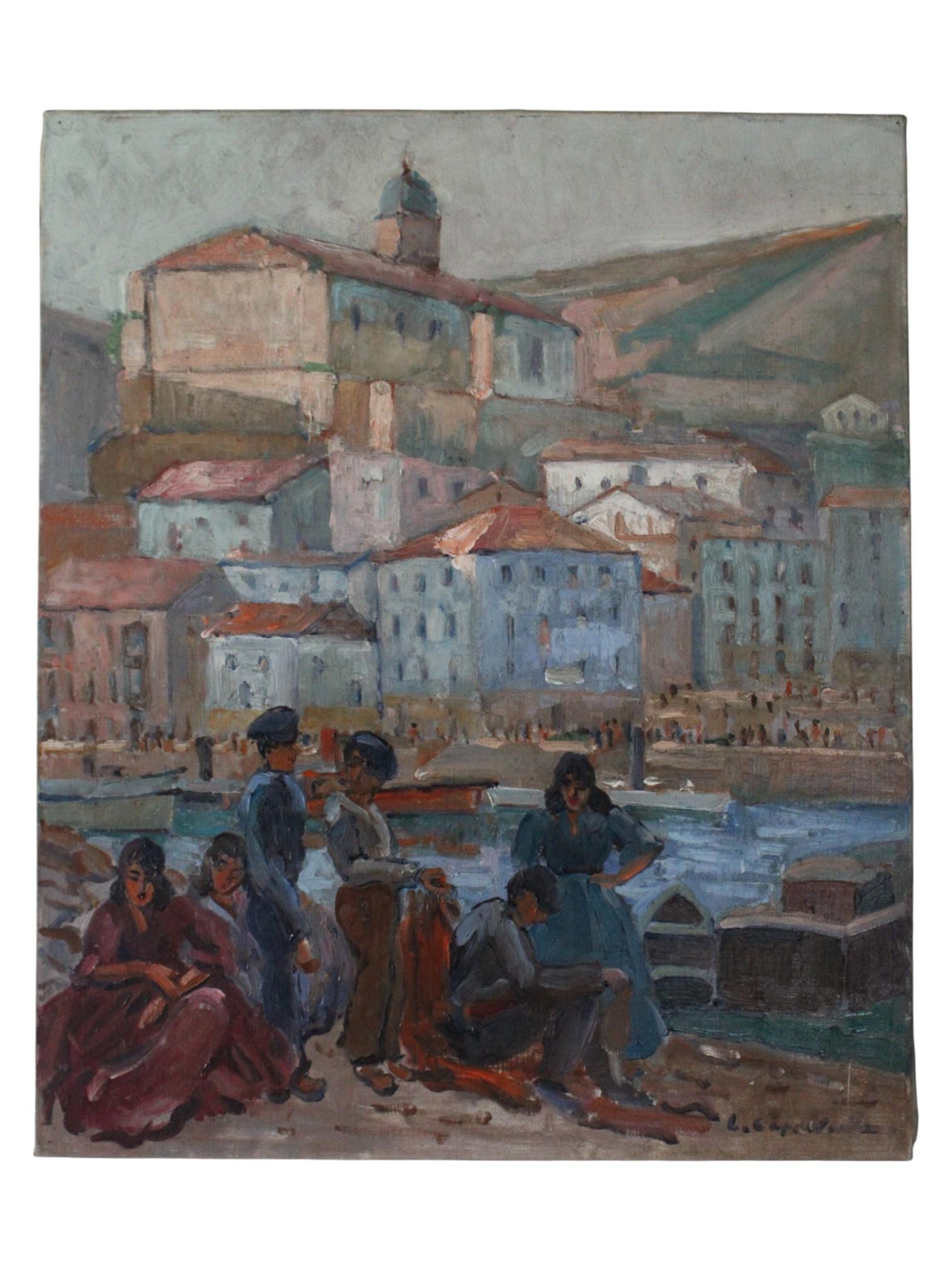 Le Petit Port: 1920s French Post-Impressionist Oil Painting, Cannes Harbour