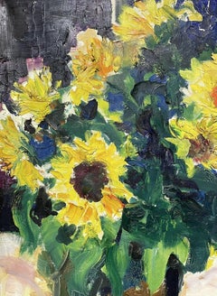 LARGE FRENCH POST-IMpressIONIST VERKAUFT DIE SUNFLOWERS IN ROOM