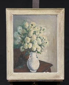 Estival-Grandgerard (1896-1975) 1940's FRENCH IMPRESSIONIST OIL - WHITE FLOWERS