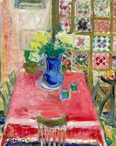 Luci Estival-Grandgerard (1896-1975) Signed French Modernist Oil Pink Interior