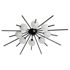 LUCIENNE Flushmount in Matte Black Enamel and Blown Glass by Blueprint Lighting