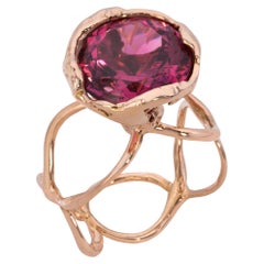 Lucifer vir Honestus Red Tourmaline and 18K Rose Gold "Reticolo" Ring