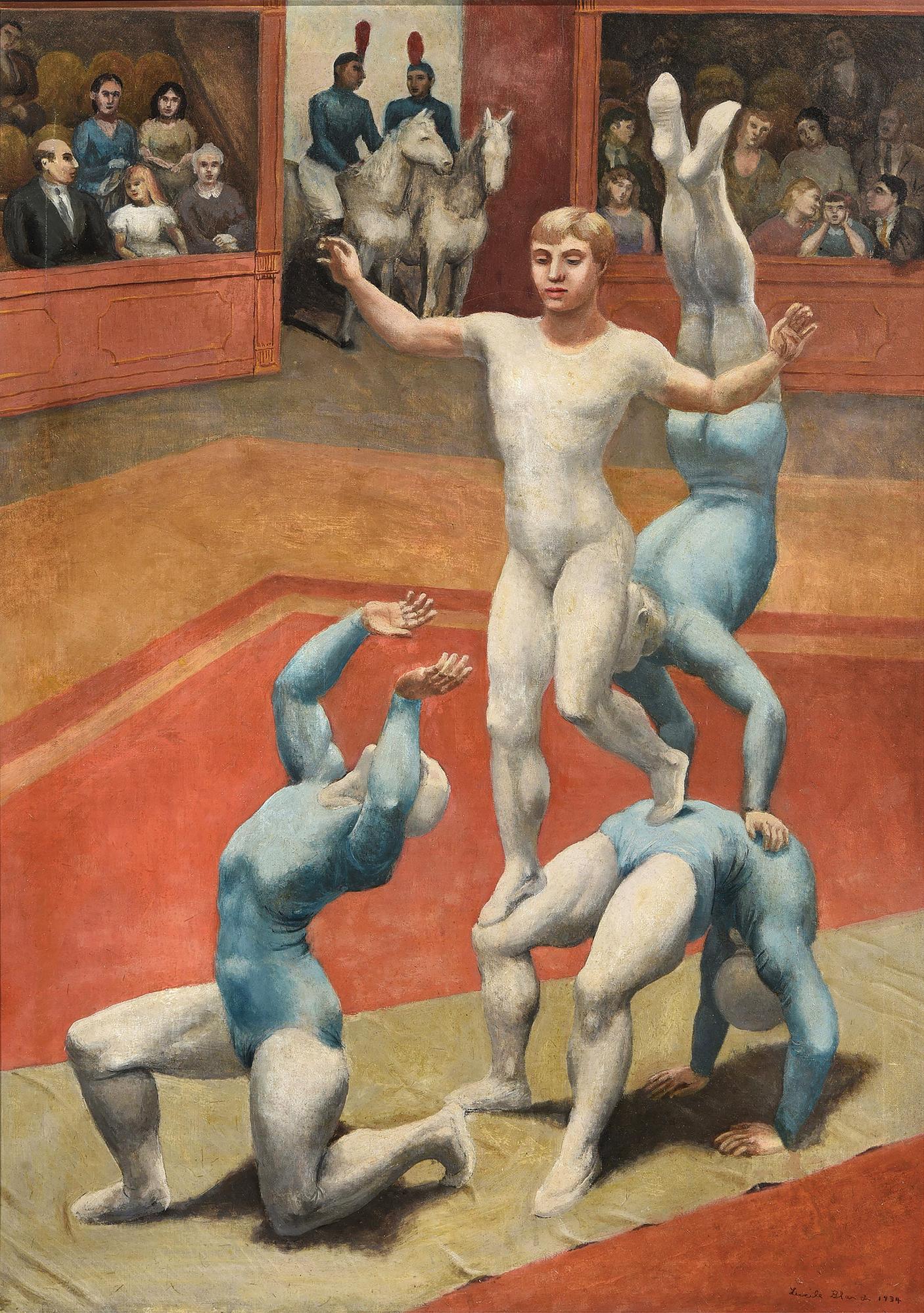 Lucile Blanch Figurative Painting - Circus Acrobats  - ( Friends with Diego Rivera and Frida Kahlo )