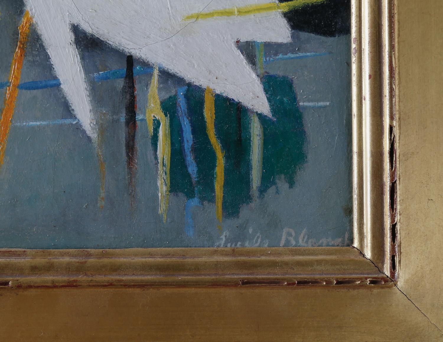 Figurales abstrakt-expressionistisches Ölgemälde der Künstlerin des 20. Jahrhunderts von Frau (Abstrakt), Painting, von Lucile E Lundquist Blanch