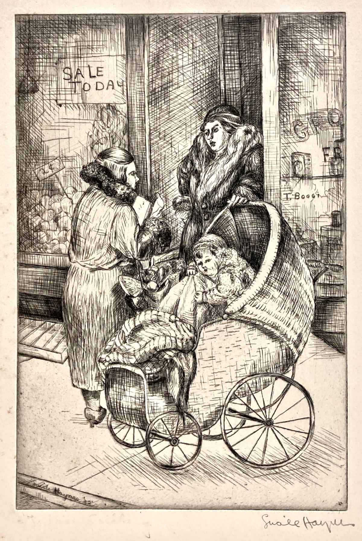 It's clear to me that that baby carriage is so beautifully drawn that it could be re-constructed from here if necessary.

Without really knowing anything about Lucile Haynes I'm sure she studied with Kenneth Hayes Miller at the Art Students League.