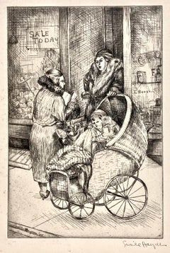 Vintage Lucile Haynes, (Two Women with Child in Baby Carriage)