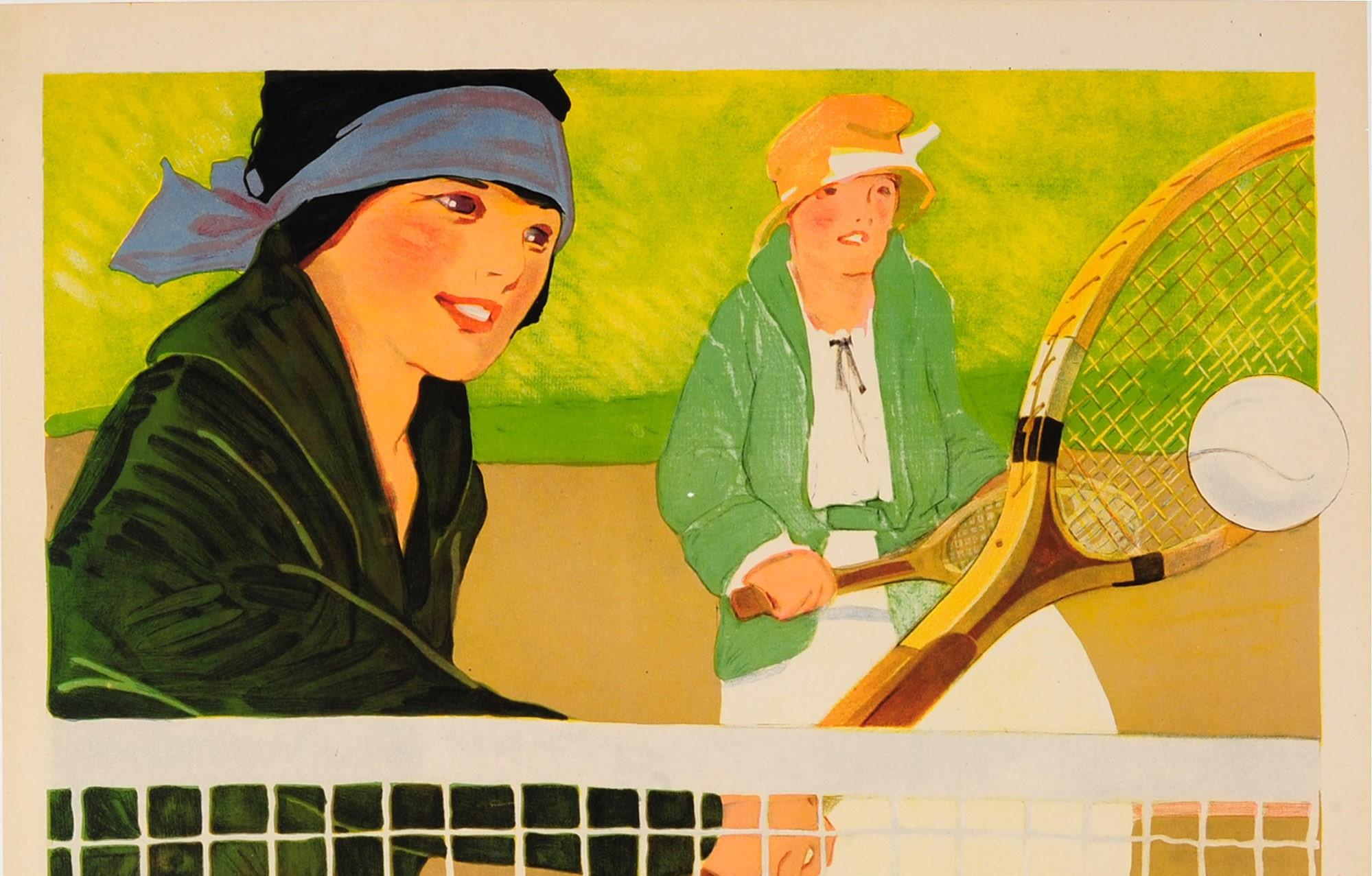 Original Vintage Sport Poster Ft. Tennis - Play The Game - Social Education YWCA - Print by Lucile Patterson Marsh