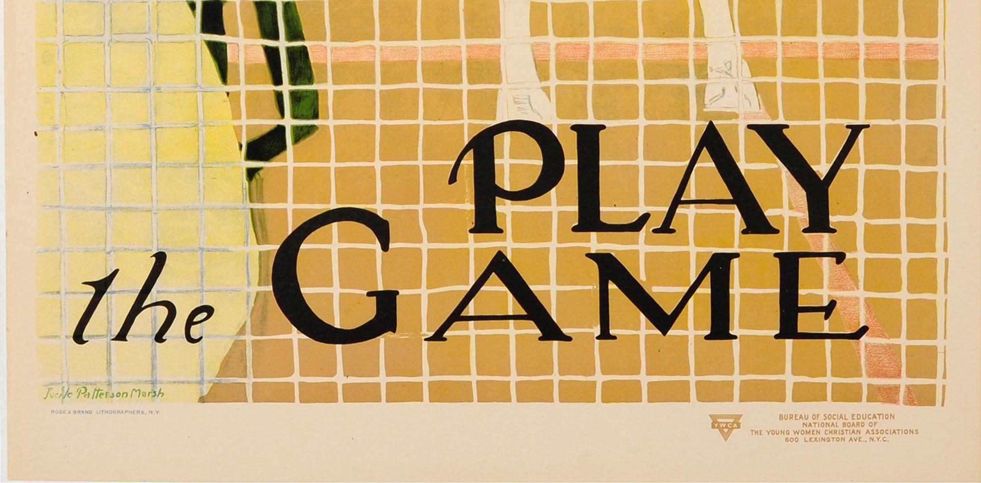 Original Vintage Sport Poster Ft. Tennis - Play The Game - Social Education YWCA - Beige Print by Lucile Patterson Marsh