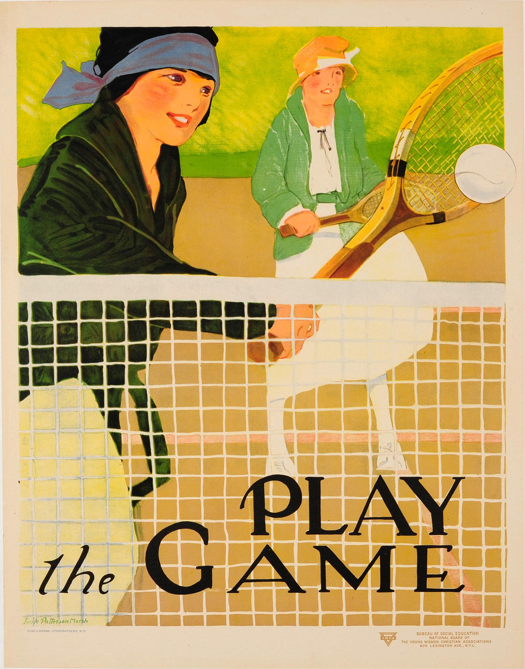 Lucile Patterson Marsh Print - Original Vintage Sport Poster Ft. Tennis - Play The Game - Social Education YWCA