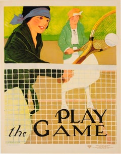 Original Vintage Sport Poster Ft. Tennis - Play The Game - Social Education YWCA
