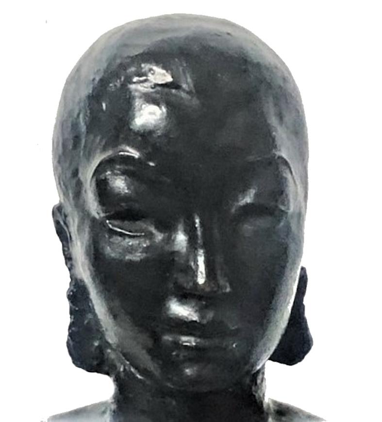 Lucile Swan, Fan Lady, American Art Deco, Patinated Bronze Sculpture, ca. 1920's In Good Condition For Sale In New York, NY