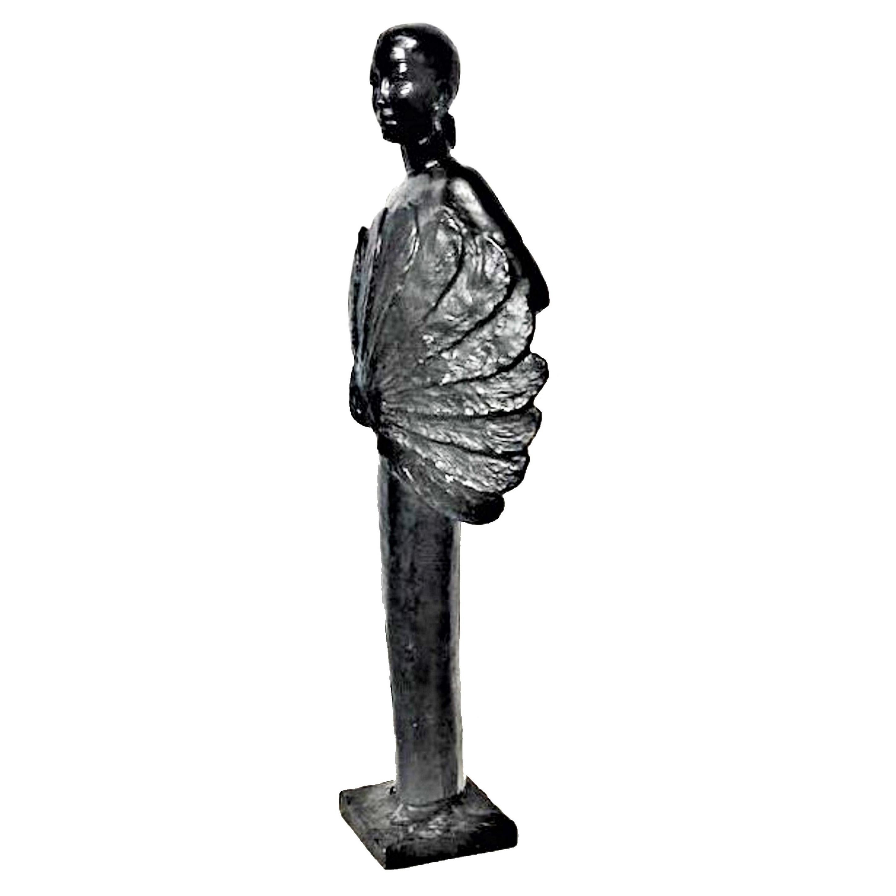 Fan Lady, Art déco américain, Sculpture en bronze patiné, Lucile Swan, vers 1920