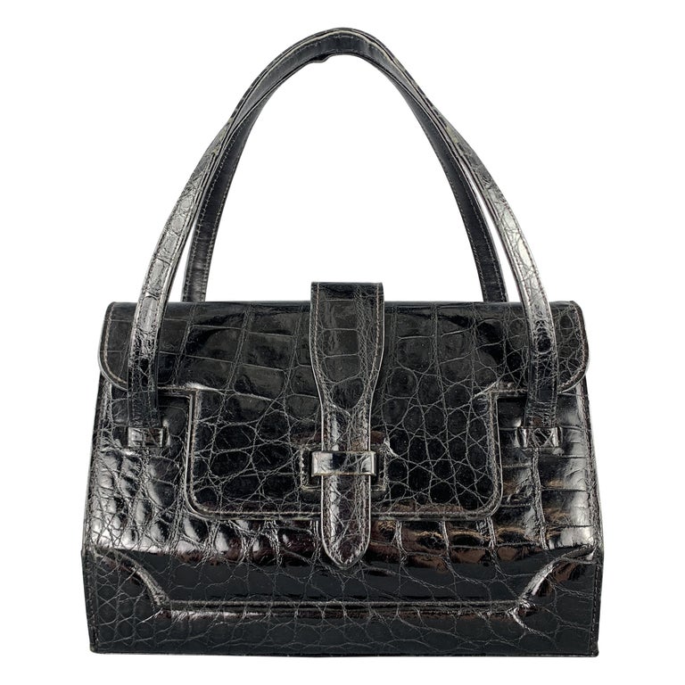 LUCILLE DE PARIS for SAKS FIFTH AVENUE 1960&#39;s Black Alligator Handbag For Sale at 1stdibs