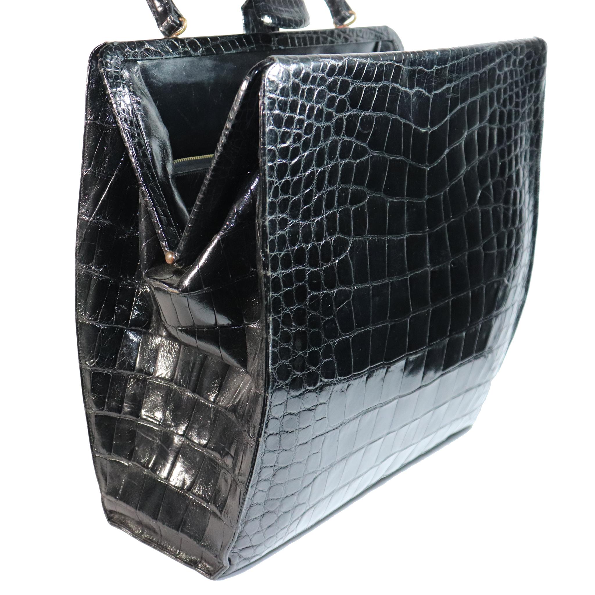 Women's Lucille de Paris Large Crocodile Top Handle Bag For Sale
