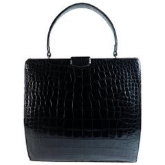 Vintage Lucille de Paris Large Crocodile Top Handle Bag