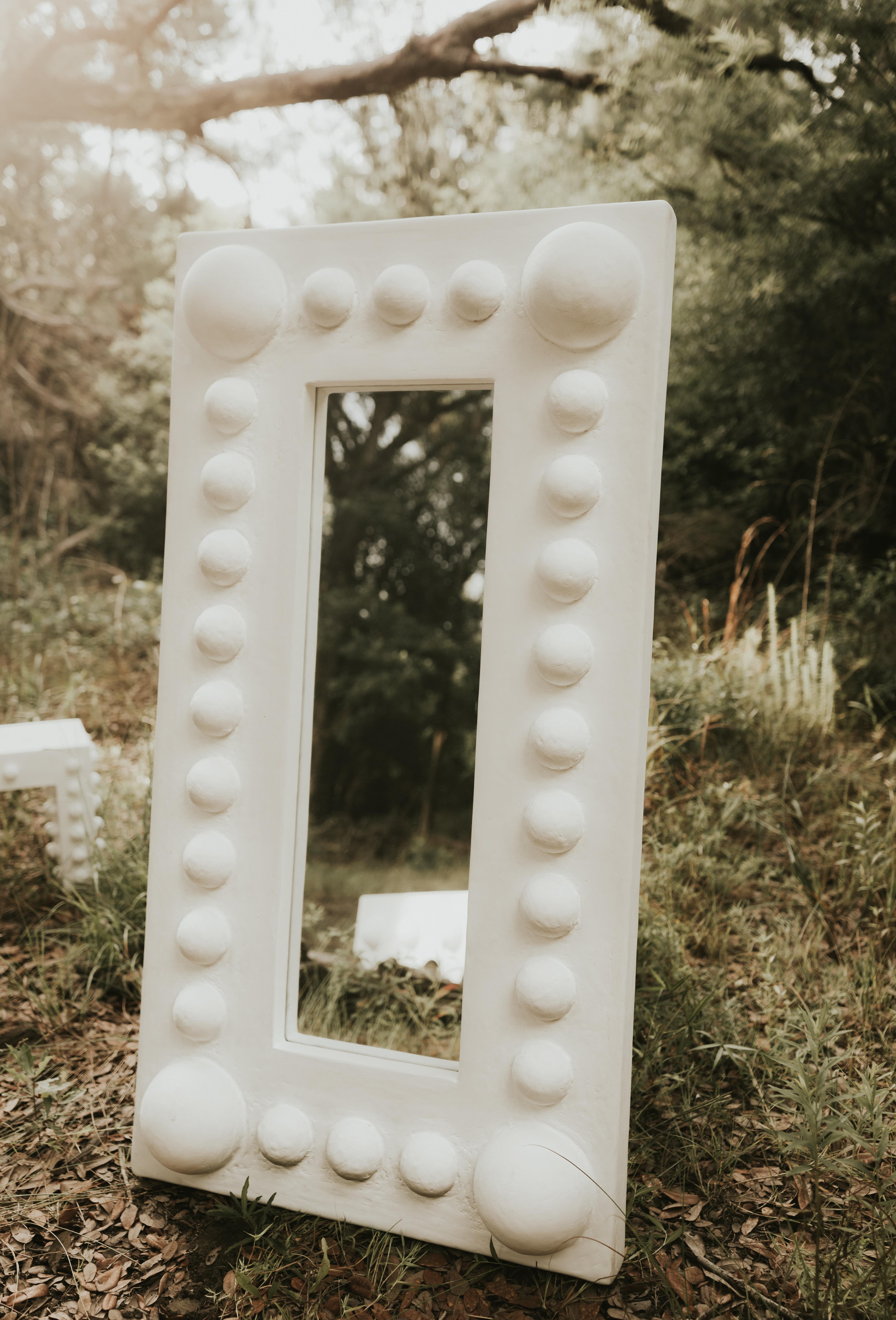Post-Modern Lucille Floor Mirror in Gypsum & Fiberglass by Brent Warr Studios For Sale