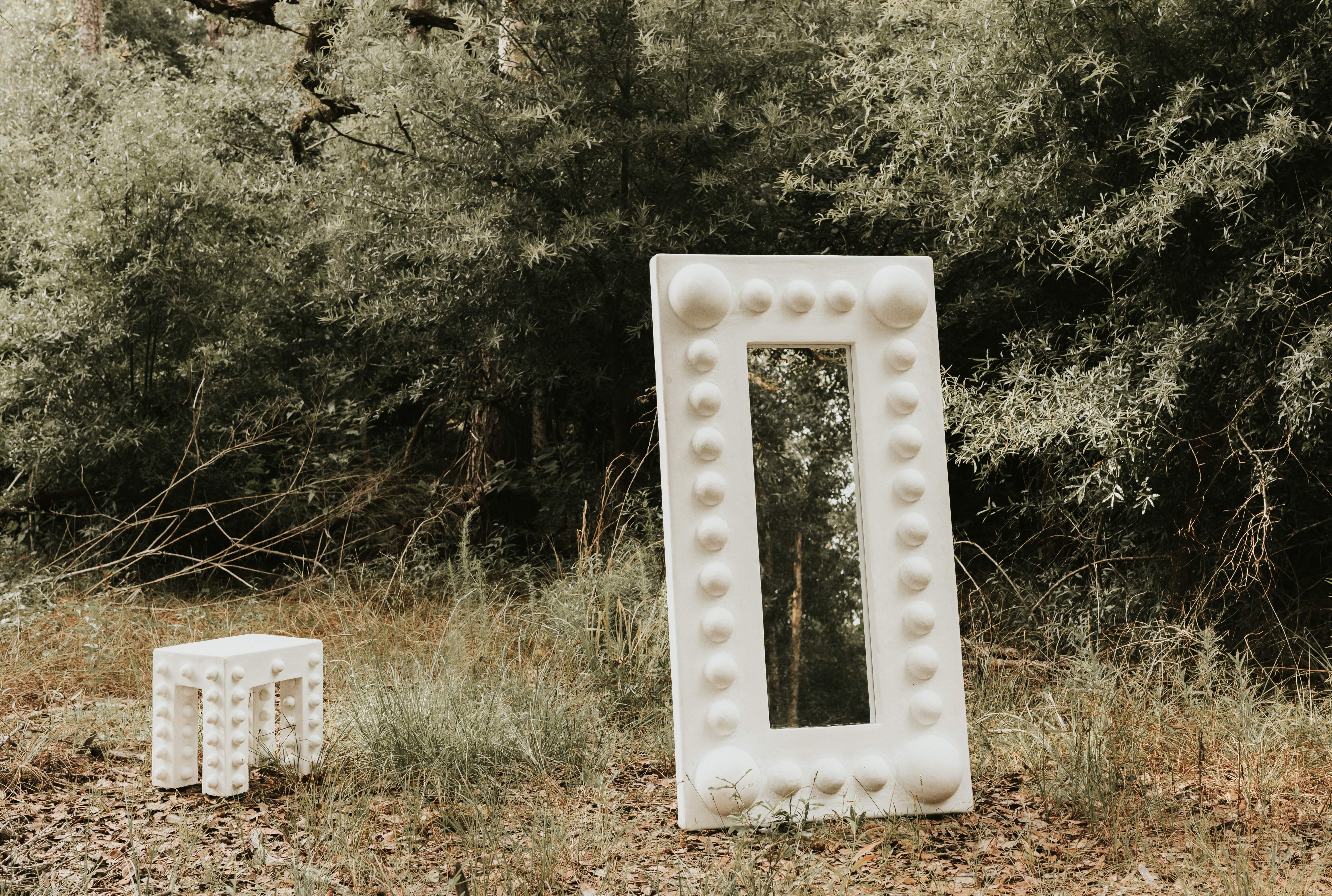 Hand-Crafted Lucille Floor Mirror in Gypsum & Fiberglass by Brent Warr Studios For Sale