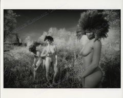 Vintage Three nudes in masks