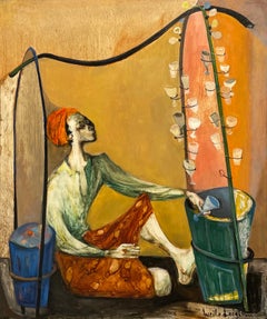 Un dinamico dipinto del 1958 circa intitolato "Rinfresco" dell'artista Lucille Leighton