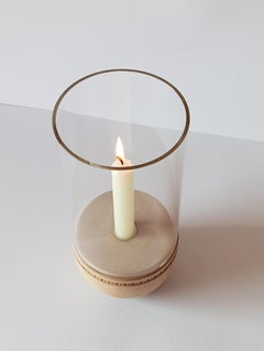 Lucille Wood and Firewallglass Candle Holder Minimal Style by Giordano Vigano