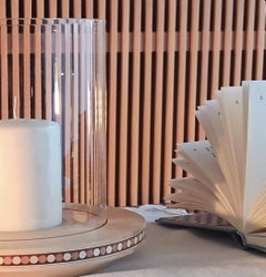 Lucille Wood and Firewallglass Candle Holder Minimal Style by Giordano Vigano