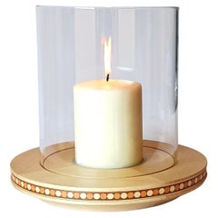 Lucille-Holz und Kaminglas-Kerzenhalter im minimalistischen Stil von Giordano Vigano