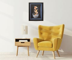 « 2 carpes koï bondissantes », acrylique sur toile, œuvre originale, art réaliste contemporain, 28 x 35 cm