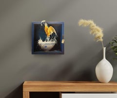 Kingfisher & Ming Bowl - original realist oil painting-contemporary wildlife art
