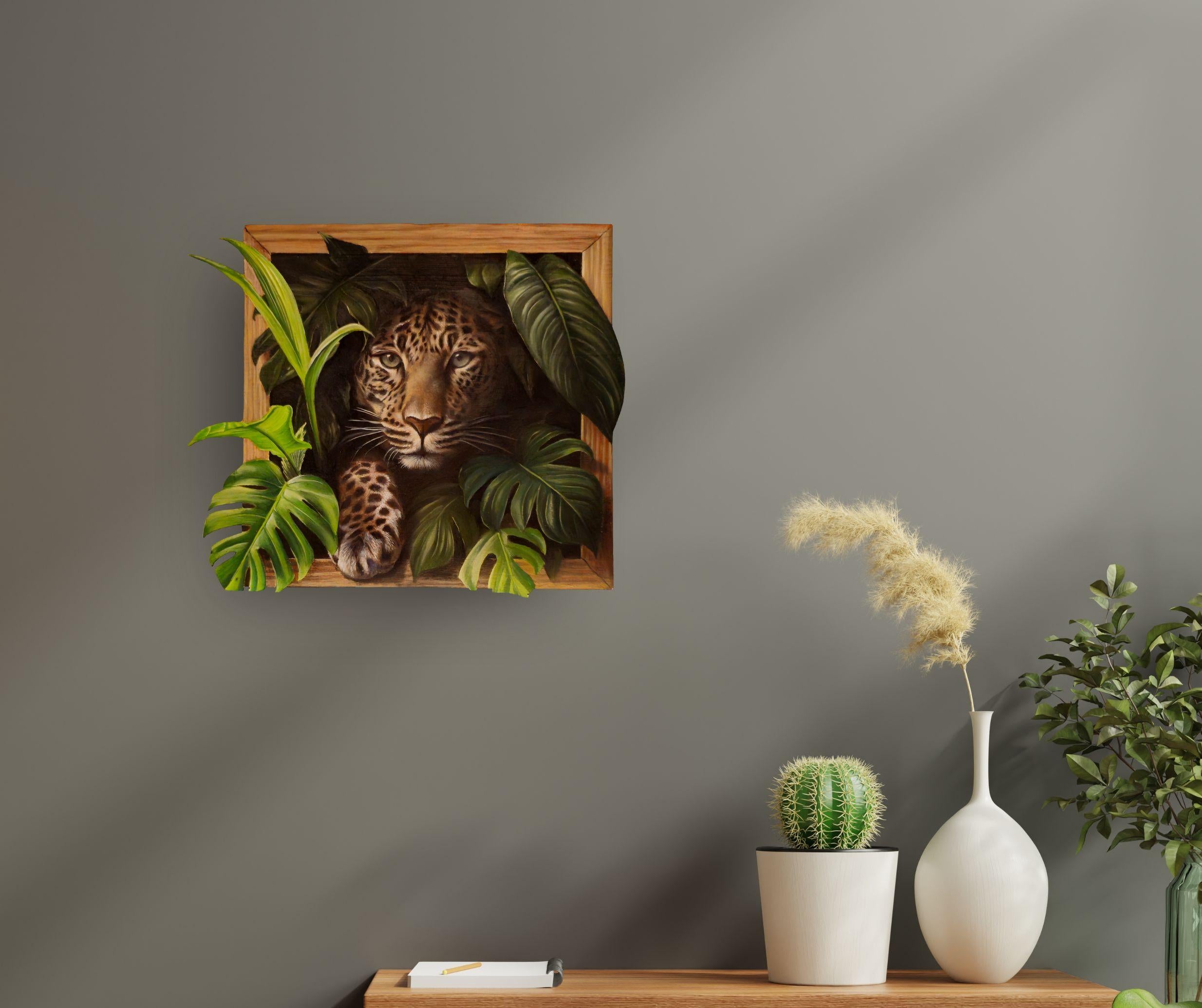 Leopard - originales realistisches Ölgemälde - zeitgenössische Kunst aus der Tierwelt – Painting von Lucinda Holland