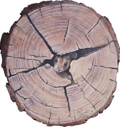 Peek - original realist oil painting-contemporary wildlife art