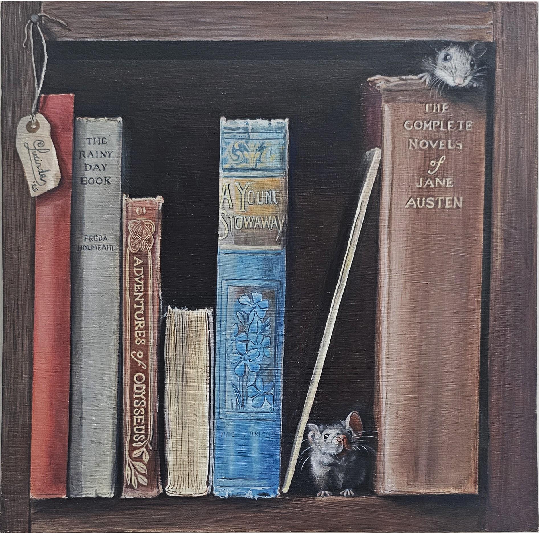 Lucinda Holland Animal Painting - The Young Stowaways - original realist oil painting-contemporary wildlife art
