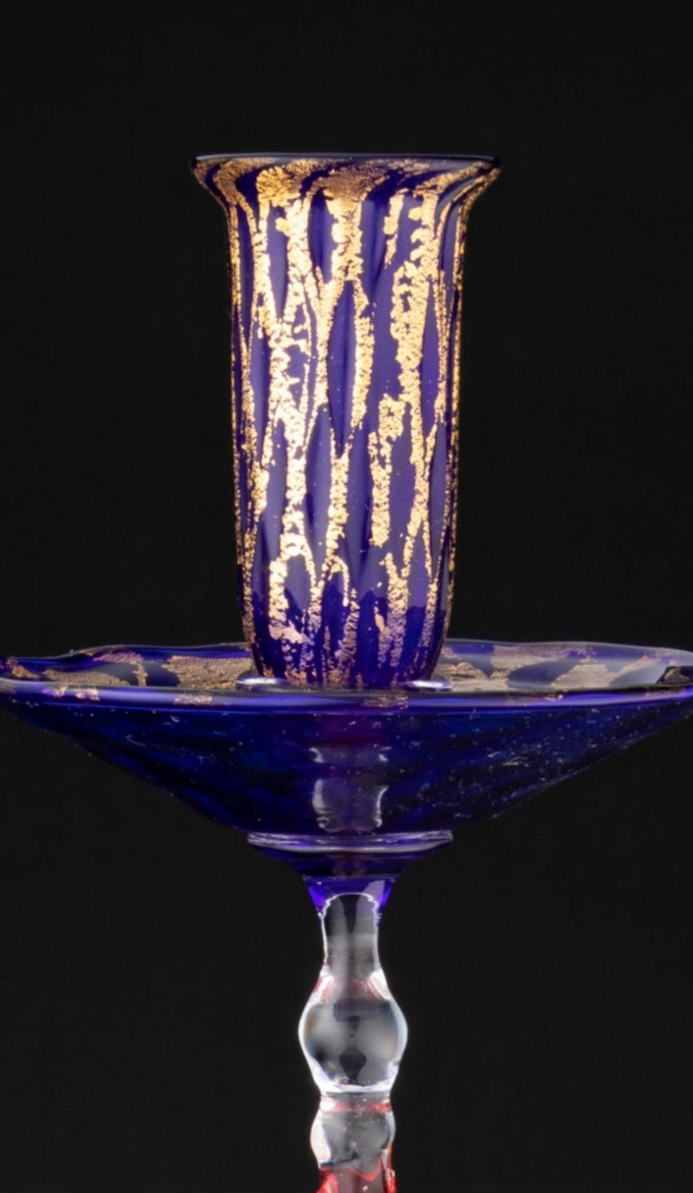 Lucio Bubacco Signed Devil with Rose Murano Art Glass Sculpture Candlestick  For Sale 1