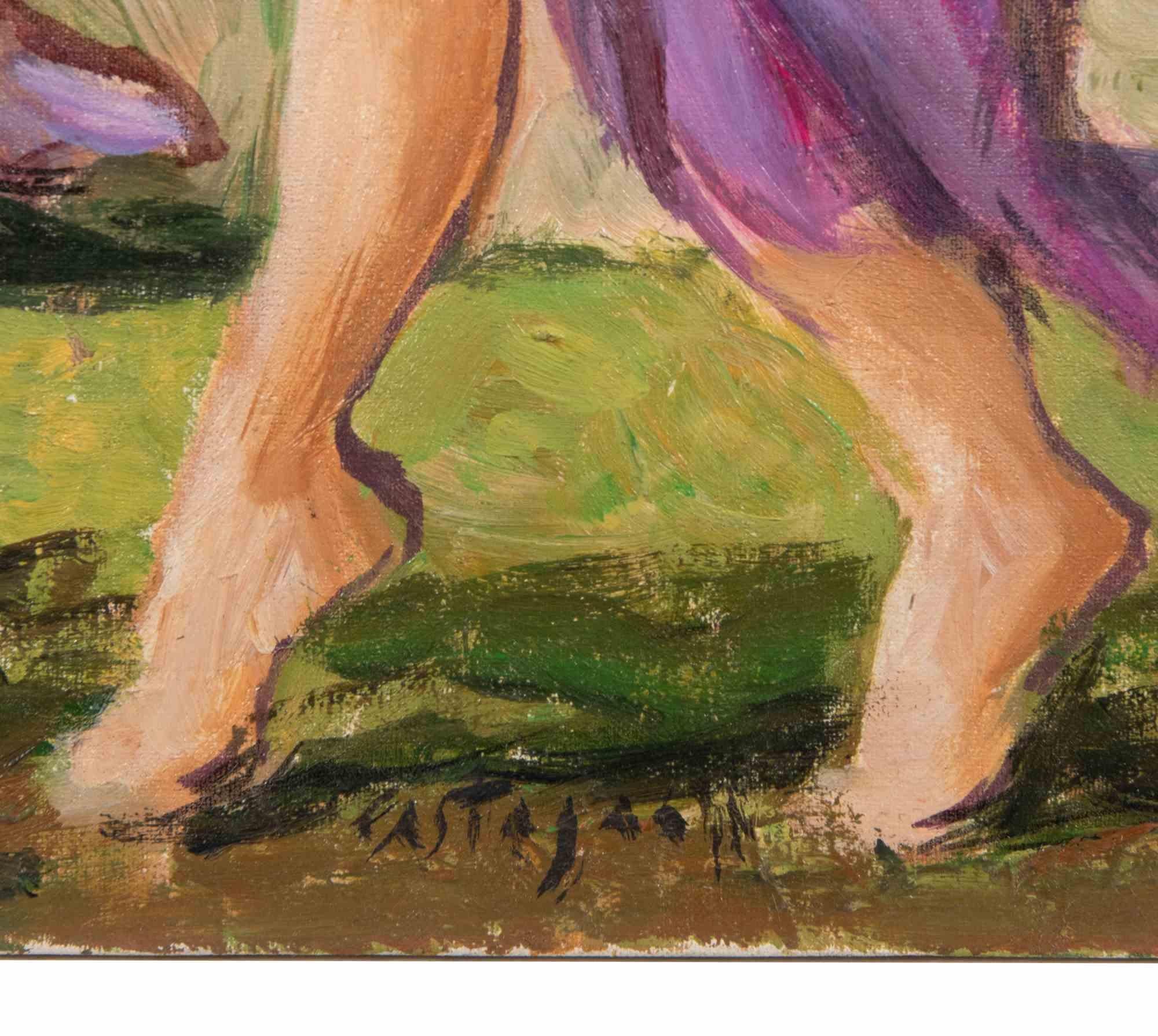 La célébration - Peinture à l'huile de Lucio Castagneri - 1990 en vente 2