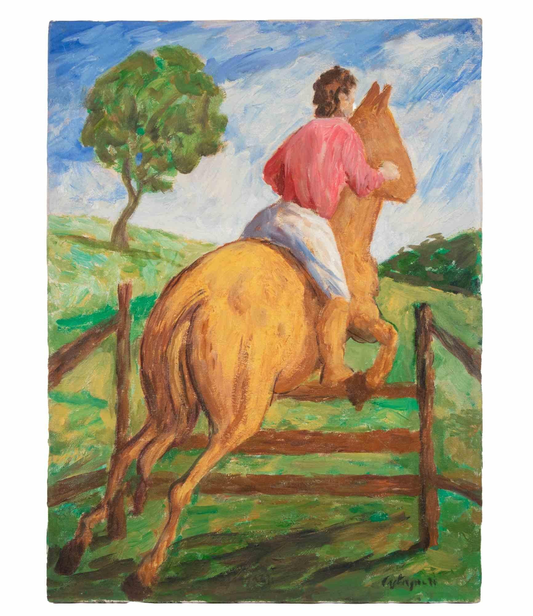 Le Chevalier - Peinture à l'huile de Lucio Castagneri - 1990 en vente 3