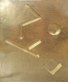 Retro Gold Green Table, 1969 Gruppo 58 of Naples, Constructivist