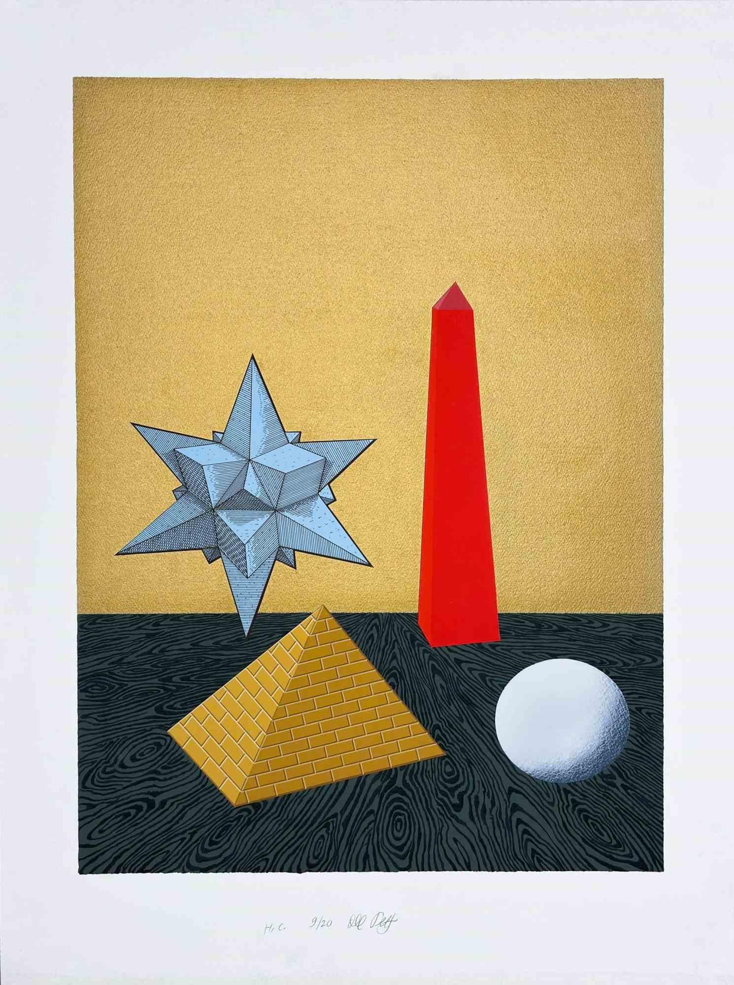 The proposed print is a handmade screenprint on fine paper with collage inserts with a print run of 20 artist's proof copies, in very good condition.

The screenprint bears in the lower margin the numbering of the print with the addition of the