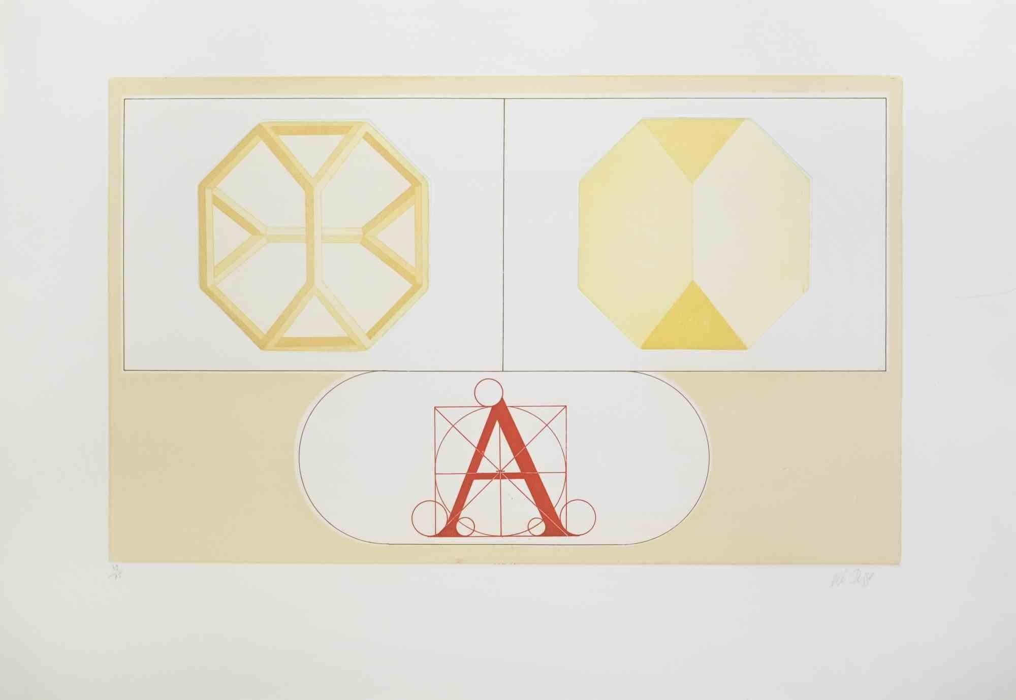 Composition - Lithograph by Lucio del Pezzo - 1970s