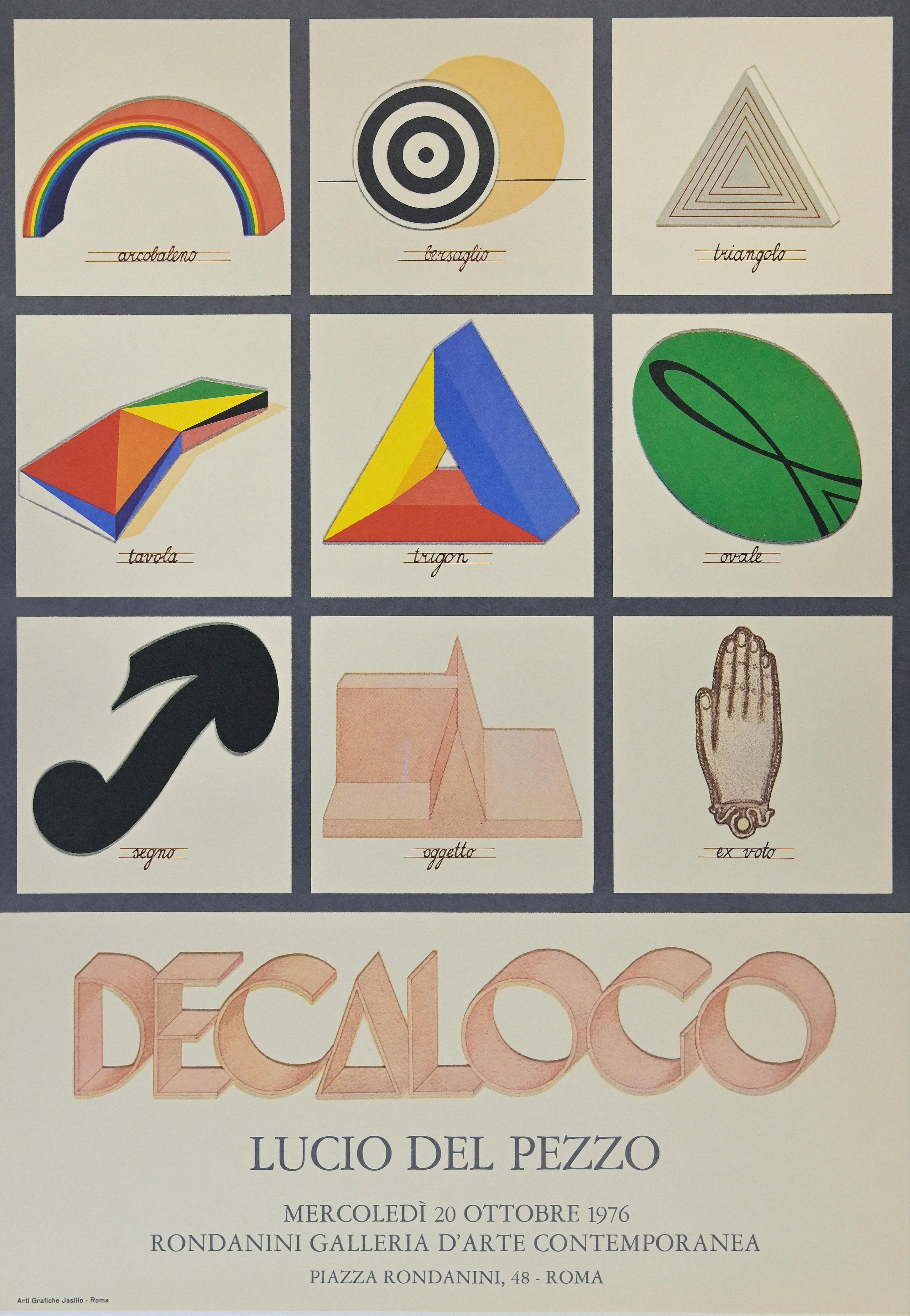 Lucio Del Pezzo Abstract Print - Decalogue - Offset Poster after Lucio del Pezzo - 1976