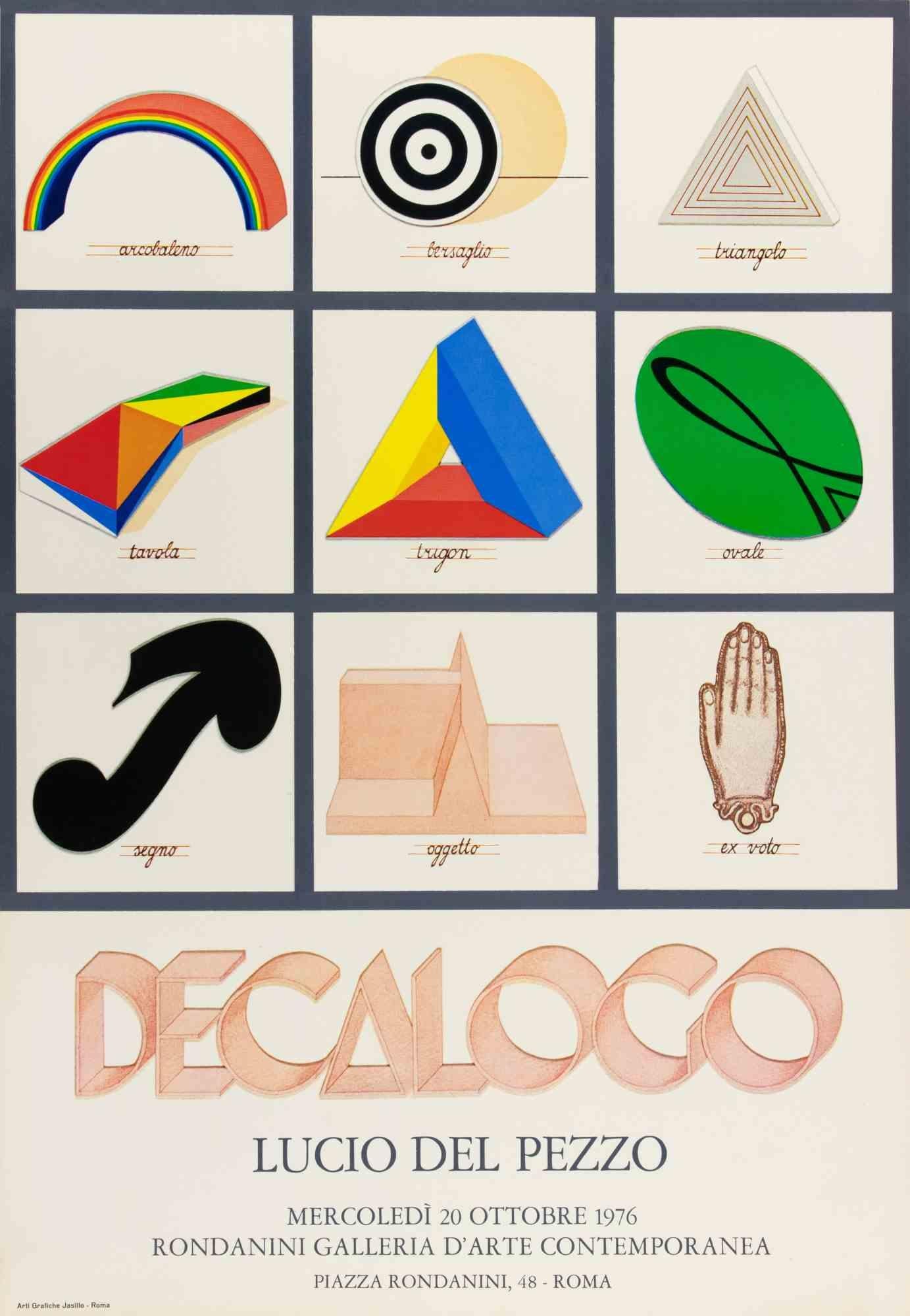 Lucio Del Pezzo Abstract Print - Decalogue - Offset Poster after Lucio del Pezzo - 1976