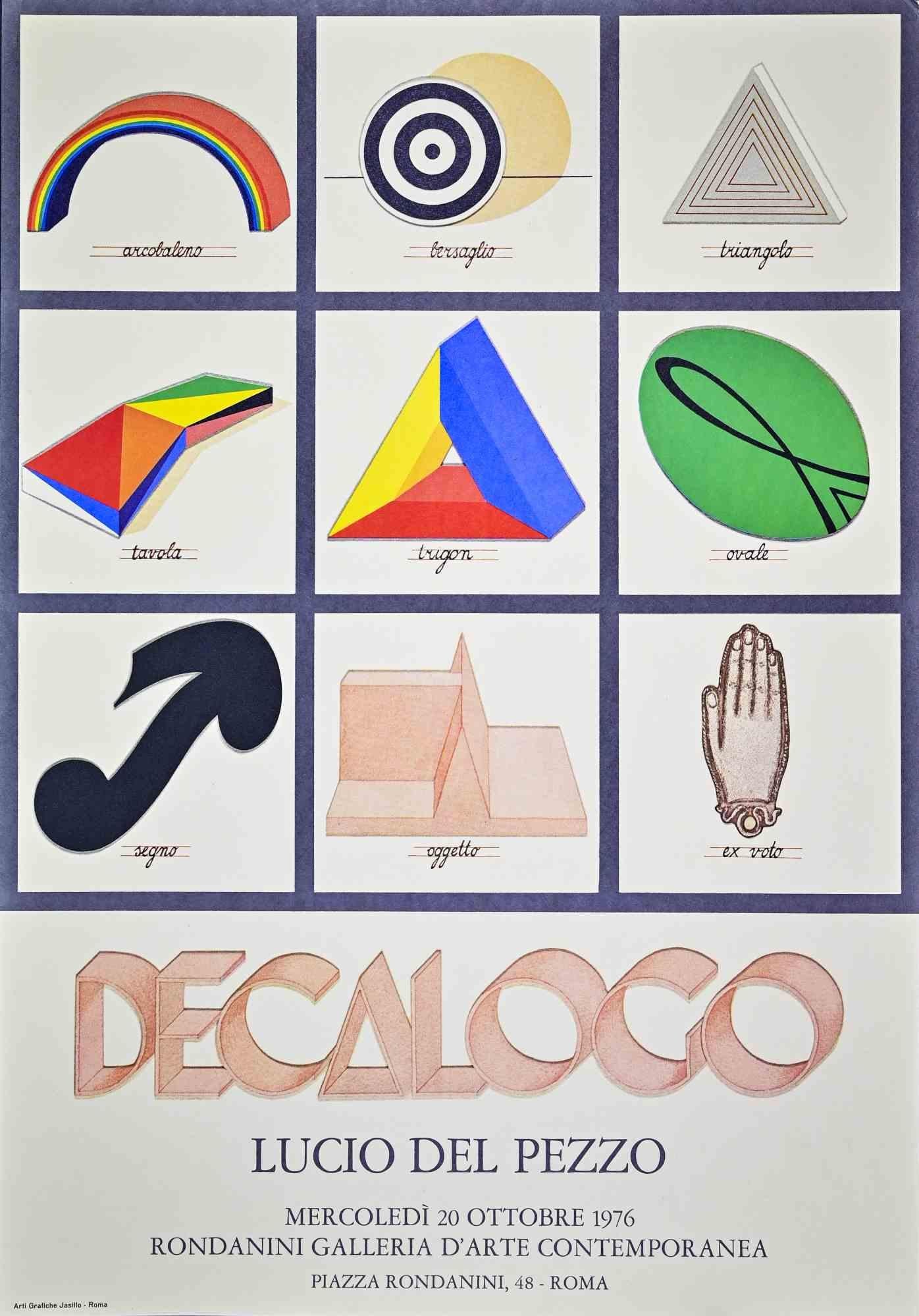 Lucio Del Pezzo Abstract Print - Decalogue - Offset Poster after Lucio del Pezzo - 1976