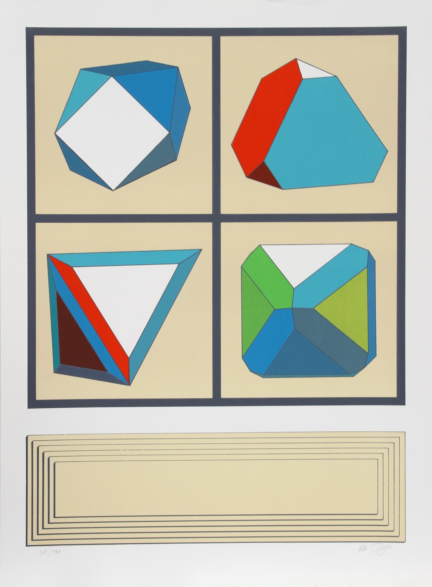 Sans titre (Polygons), sérigraphie abstraite géométrique de Lucio Del Pezzo