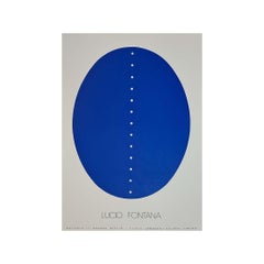Manifesto originale della mostra “Astrazione blu” di Lucio Fontana degli anni ’70