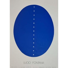 Manifesto originale della mostra “Astrazione blu” di Lucio Fontana degli anni ’70