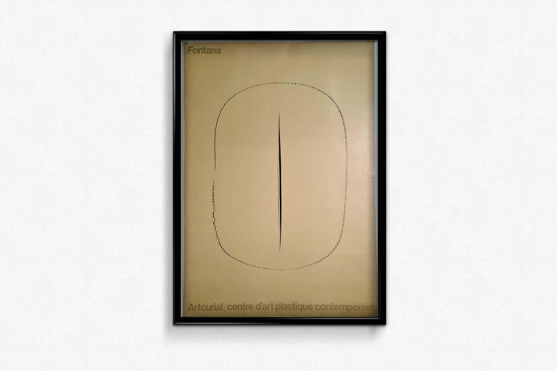 1977 Original exhibition poster by Lucio Fontana - Artcurial - Concetto Spaziale 1