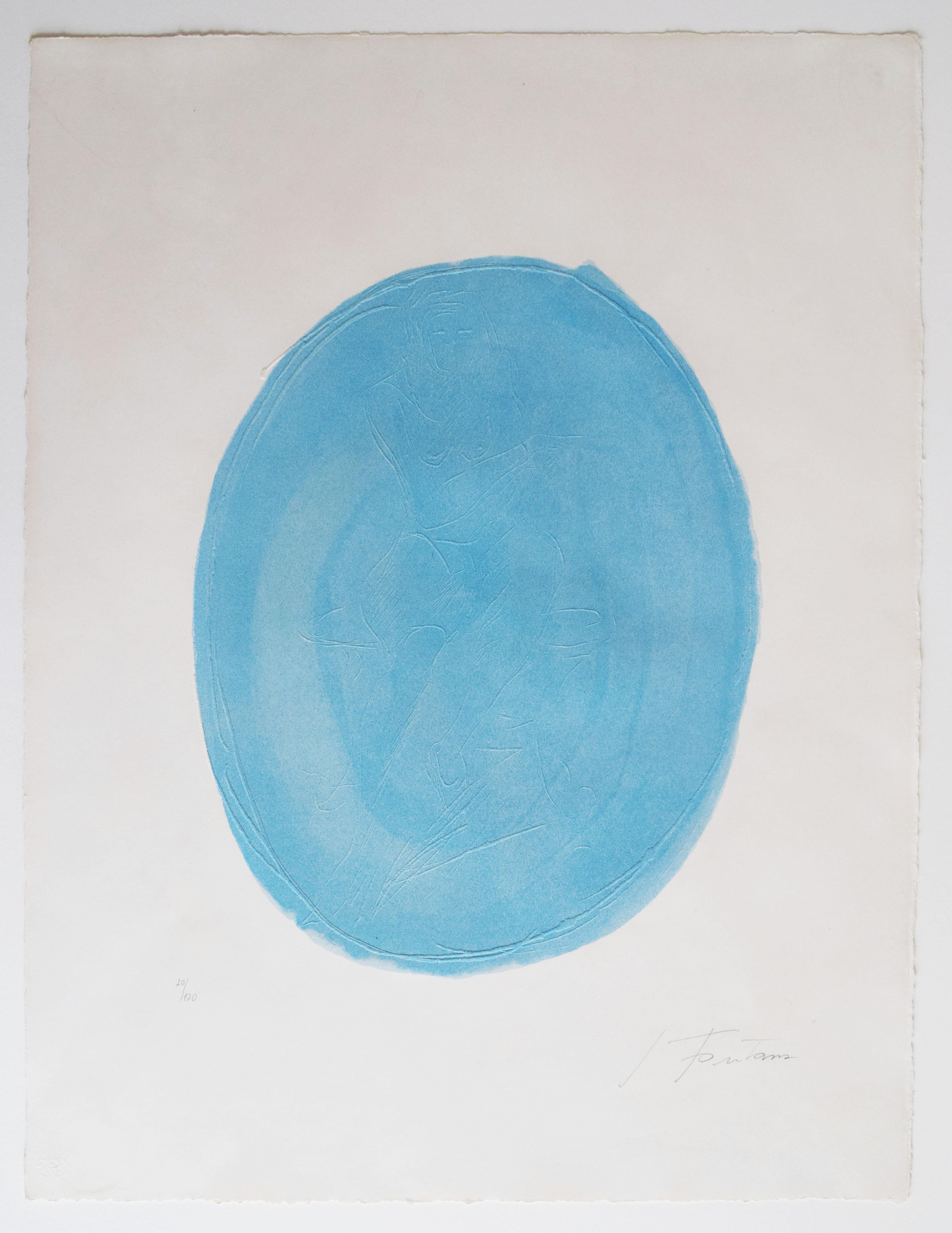 Nudo blu  Nudo Azzurro - Arte astratta concettuale italiana Spazialismo - Print di Lucio Fontana