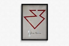 Circa 1970 Composition originale en rouge sur plexiglas de Lucio Fontana